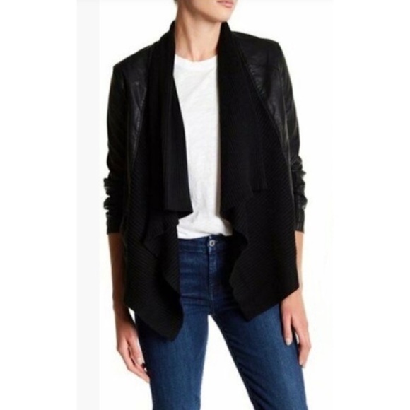 BlankNYC Vegan Leather Jacket with Knit Drape, size M, perfect condition - Picture 1 of 14